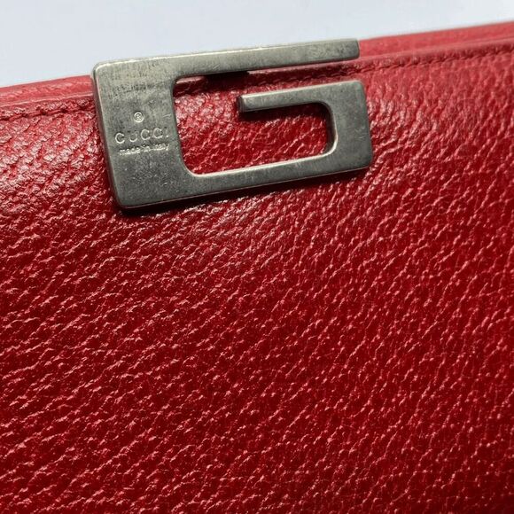 Vintage Gucci Authentic Red Leather Long Slim Wallet w/ Light Wear - Picture 11 of 12